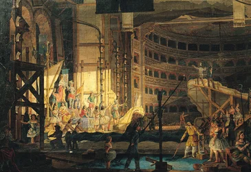 Vorbereitung der Kulissen in einem Theater